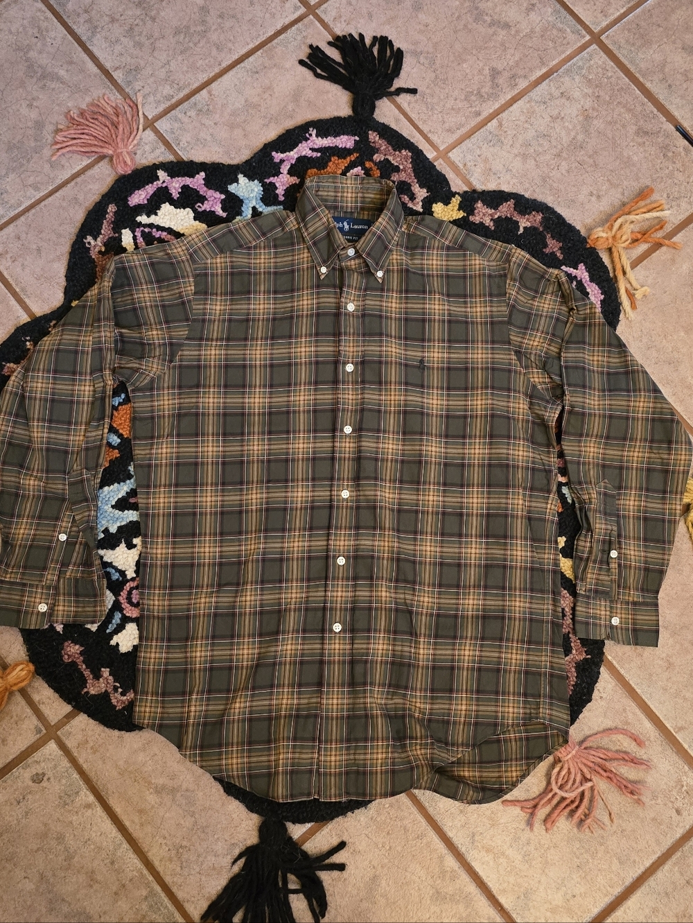 🔥🔥Polo by Ralph Lauren Olive Green Plaid Button-Down Shirt🔥🔥Size M PREPPY